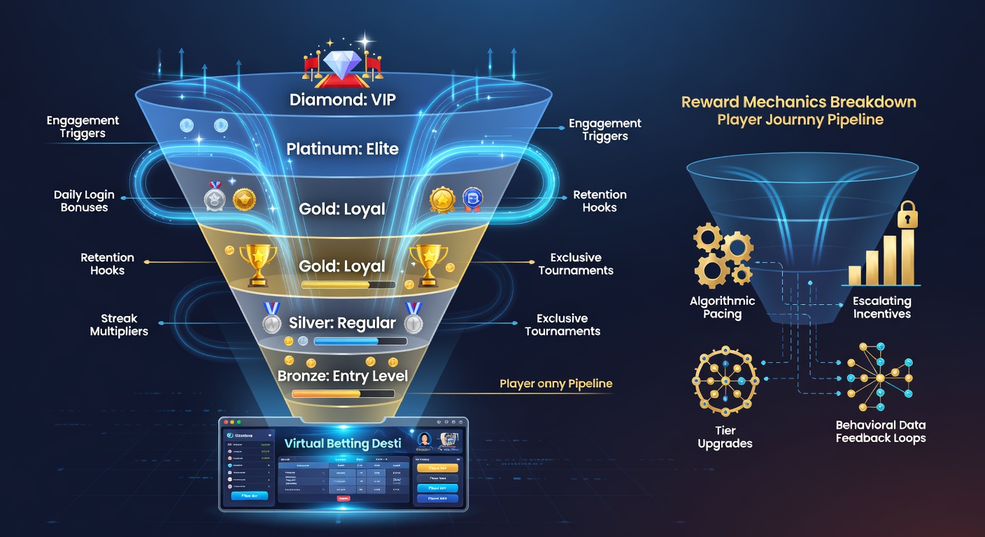 Screenshot of a virtual betting loyalty dashboard displaying current tier status, points balance, and upcoming rewards