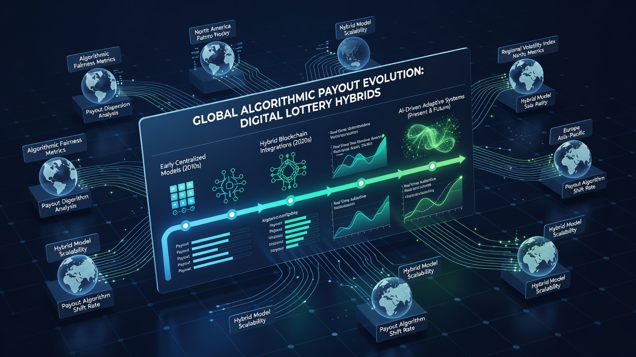 Digital lottery interface displaying algorithmic payout adjustments on a global platform